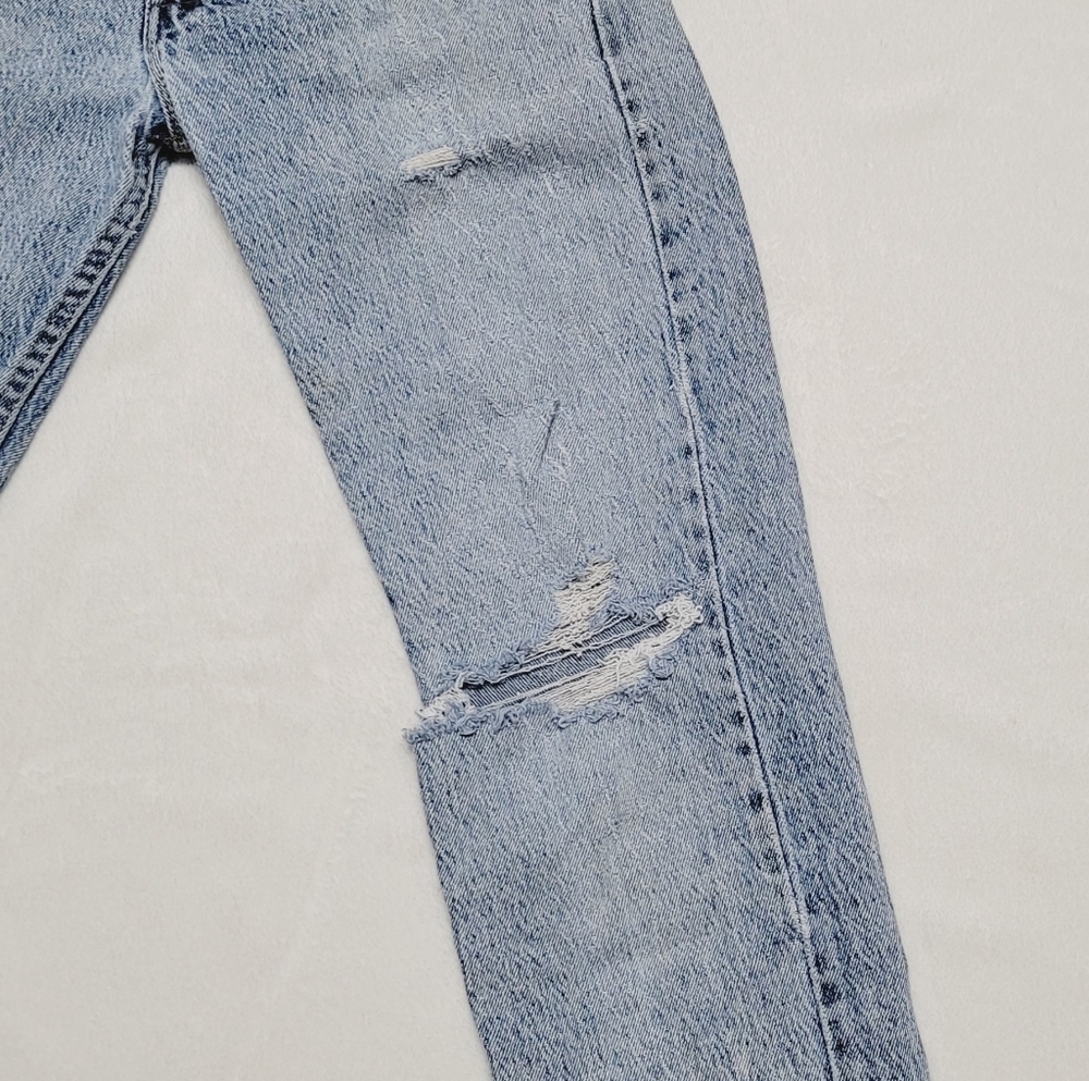 80s Levi's Vintage Distressed Acid Wash Slim Fit High Waist Ribcage Denim Jeans - Picture 6 of 15